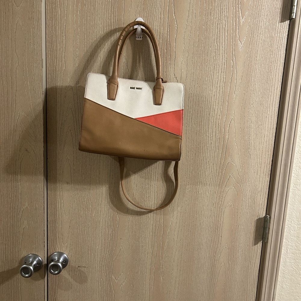Nine West Tan and Cream Satchel with Modern Design
